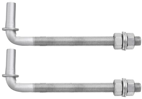 sourcing map 2 Pack J Bolt Gate Hinge, 8 Galvanized Steel Farm Gate Hinges, J-Bolt Chain Link Fence with 5/8 Male Pin for Back Yard, Farm Garden Door