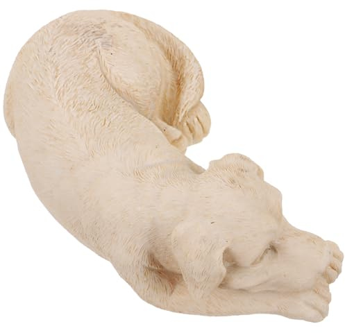 DIYEAH Lápida Conmemorativa para Mascotas en Resina Color Crema, Estatua de Perro para Jardín, Piedra Conmemorativa al Aire Libre Resistente y Grabable, Decoración Memorial