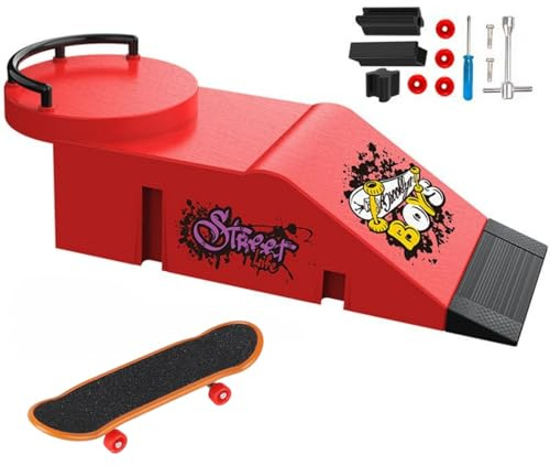 TriUnytion Finger Skateboard und Rampe Zubehör Set, Mini Fingerboard Park Kit DIY Deck Truck Fingerskateboard Rampe Kit für Jungen und Mädchen Geschenk (D)