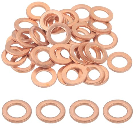 PATIKIL Rondelle piatte in rame M8, (diametro esterno 12 mm, spessore 1 mm) (66 pezzi), anelli di tenuta per tappi di scarico automobilistici, distanziatori piatti per rondella frantumazione olio