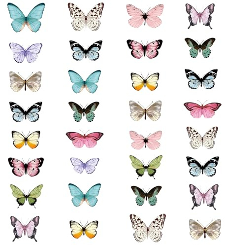 Embhlitfe 32 Stück Bunte Schmetterlinge Deko,Mini Deko Schmetterlinge für DIY Dekoration Curtains Scrapbooking Wand und Fenster Dekoration (32)