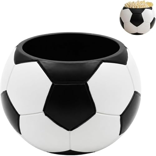 BOSTEU 15x10cm Small Soccer Ball Shaped Snack Bowl, Sports Themed Serving Bowl Resin for Popcorn, Candy and Chips, Game-Day Decor