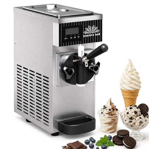 Sushangmao Macchina per Gelato Soft, Macchina per Gelato Commerciale, Gelatiera da Banco 450 W con Serbatoio da 2,5 L, Controllo LCD e Pulizia Automatica per Ristoranti e Negozi di Dessert Silver
