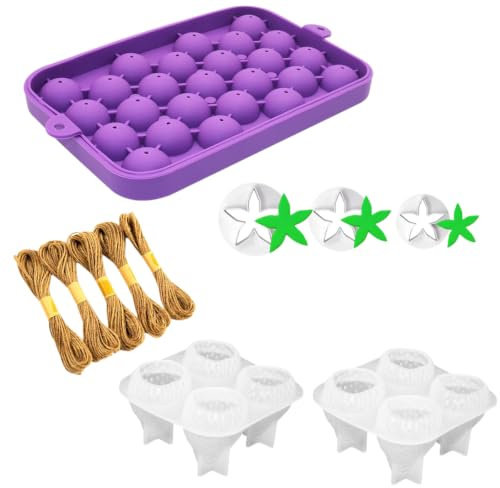 Juego para hacer jabón con molde de silicona con forma de y fresa, cuerda de hilo y molde de hojas para jabón hecho a mano y regalo de cumpleaños para día de la madre, molde para velas,