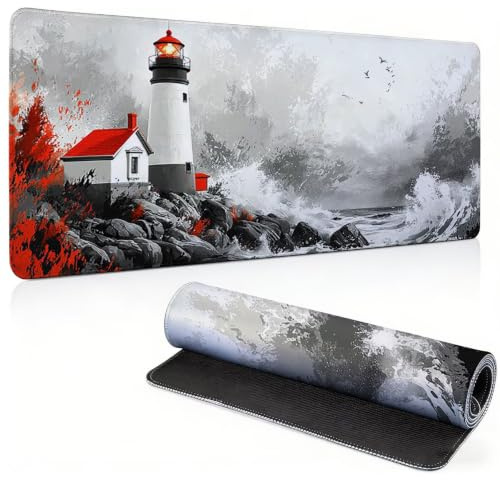 Tappetino Mouse Gaming, 600x400mm Tappetino Mouse XXL Retro 0c0-227 | Mouse Pad Grande, Ottimizzato per i Sensori da Gioco, Migliora Precisione e Velocità, per Mac e PC, faro