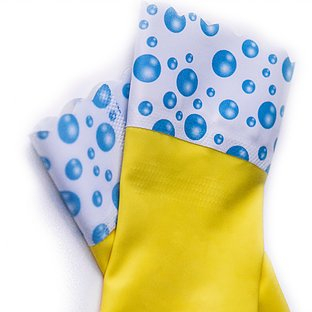 GUBBERLOVES Rubber Gloves For Children Gardening & Washing up - Designed for Children - Kids Gloves That Fit Properly - (BUBBLES XS 6-9 Years)