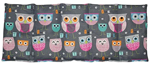 Franzis Nähstube 50x20cm Kirschkernkissen Eule grau in 100% Baumwolle I Körnerkissen Kirschkern 50x20 für Mikrowelle I Wärmekissen, Kirschkernkissen, Nackenwärmekissen