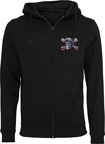 Baddery Biker Zip-Hoodie Herren - „Devil Driver“ mit Stickerei | Motorrad Sweatjacke mit Kapuze für Motorradfahrer