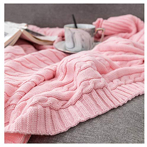GUOCU Kuscheldecke Gestrickte Überwurf Decke,Platzdecke Wohndecke Tagesdecke Überwurf Decke für Bett & Sofa, Couch Pink 180 * 200cm