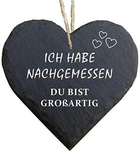 Homeyourself Herz Schieferherz Schiefer Schieferschild 10 x 10 cm Ich Habe nachgemessen du bist großartig schwarz Dekoschild Wandschild Schild Stein Freunde Freundin Freund