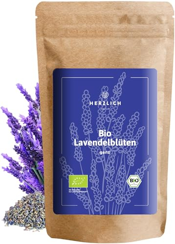 Bio Lavendelblüten 500g - Lavendel getrocknet - ganze Blüten für Lavendeltee, Lavendelsäckchen, Duftsäckchen oder Speisen - 100% rein - geprüft abgefüllt in Deutschland | Lavendelblüten getrocknet