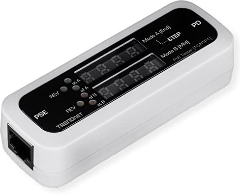 TRENDnet, TC-NTP1, Online PoE Tester, testet 4PPoE, PoE+, PoE und Passive PoE Technologie, Leistung, Spannung, Stromstärke, Polarität, LED-Anzeige, keine Batterie, White