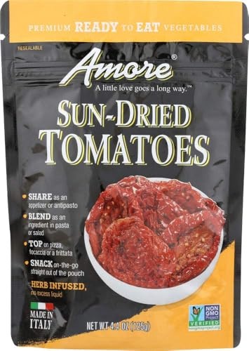 Amore Sun-Dried Tomatoes - Ready to Eat Snack Vegetables - 4.4 oz (Pack of 1)