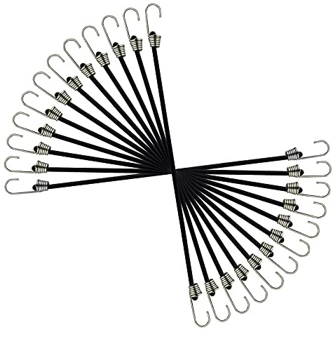 Luter 12 elastische Spanngurte mit Haken, kleine elastische Kordel für Camping, Transport, Laden und andere Outdoor-Aktivitäten (30 cm, schwarz)