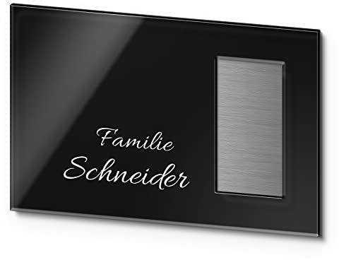 Funkklingel Schild aus Edelstahl und Acrylglas als Halterung für alle gängigen Funk Türklingeln – Video Doorbell Zubehör Platte | individuell anpassbares Namensschild für Funk Klingel - 30x20 cm