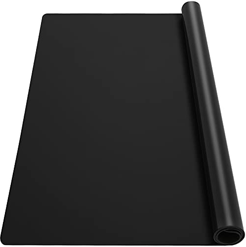 Ewen 39.4x23.5in 2mm Heat Resistant Silicone Mat, Extra Large Thick Placemat for Kitchen Counter, Workbench Countertop Protector Mat Hot Pads for Coffee Maker Bar Crafts Glass Top Stove Cover Black