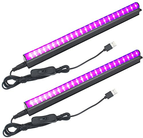 Eleganted 2pcs 5W Luz Ultravioleta USB LED 395nm Portátil Lámpara de Luz UV 24 LEDs Luces de Discoteca DC 5V para DJ Partido Holiday, Curado Ultravioleta, Arte UV