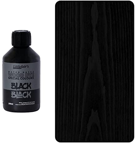 Littlefair's Wood Stain Water-Based - (Black Black) – Non-Toxic, Eco-Friendly & Quick Drying - Easy-to-Apply, Concentrated Formula for All Wood Types – 250ml