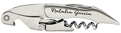 regalo grabado - Cavatappi professionale personalizzato in acciaio inossidabile | Incisione laser indelebile | Ideale per sommelie, matrimoni, anniversari, compleanni | Unità (1)