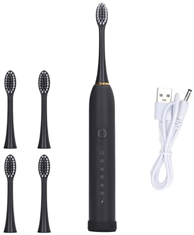 Wiederaufladbare Zahnbürste, Tiefenreinigung Elektronische Zahnbürste IPX7 (Schwarz)