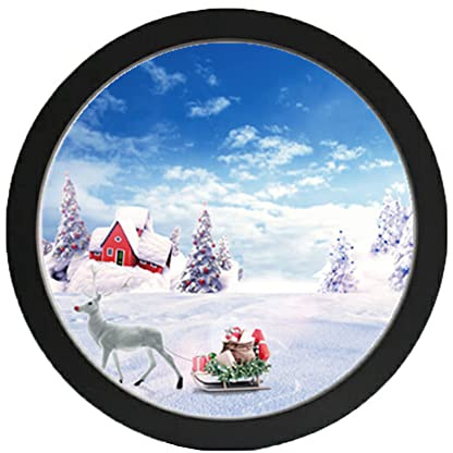 alblinsy Runder Fotorahmen aus Holz, Wandbehang, Bilderrahmen für Heimbüro, Wanddekoration (schwarz, 30,5 cm)