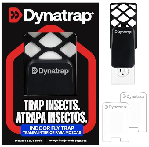 Dynatrap DT3007 Indoor Plug-in Fly Trap for Flies, Fruit Flies, Moths, Gnats, and Other Flying Insects - 1 Black Device + 2 Glue Cards