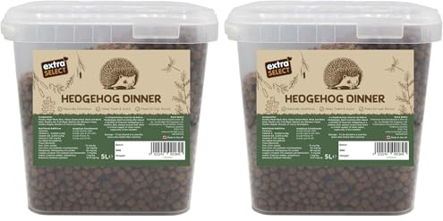Extra Select Premium Hedgehog Dinner: Nutrient-Rich Dry Hedgehog Food for Year-Round Feeding - 5L Tub (Pack of 2)