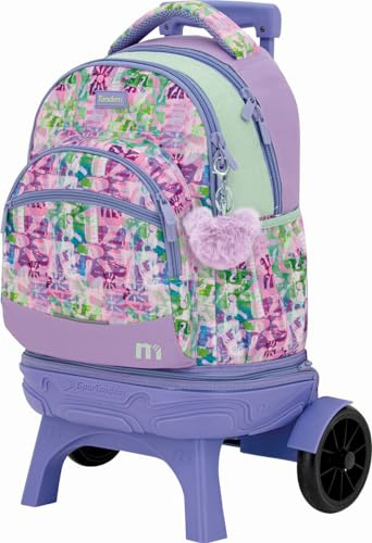 TANDEM Carro Escolar Desmontable con Mochila, 35L, Ruedas Grandes y Silenciosas, 5 Compartimentos, Tirantes Ergonómicos, Bolsillo Lateral para Botella, Asa Acolchada Superior, Colección Kway