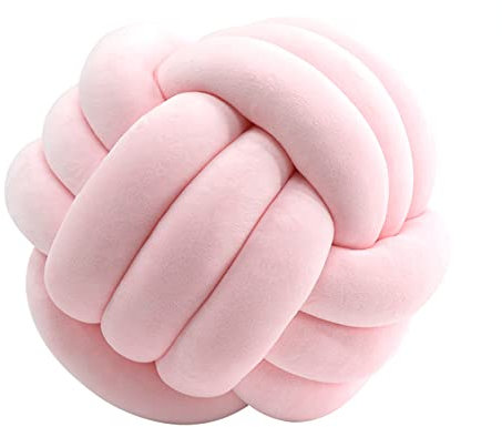 Almohadas de Bola de Nudo, Knot Pillow Ball, Cojín Redondo Suave, Almohada Peluche Tejido a Mano Cojines Cojín Decorativa para Hogar, Sofá, Cama, Decorativo (20cm, Rosa)