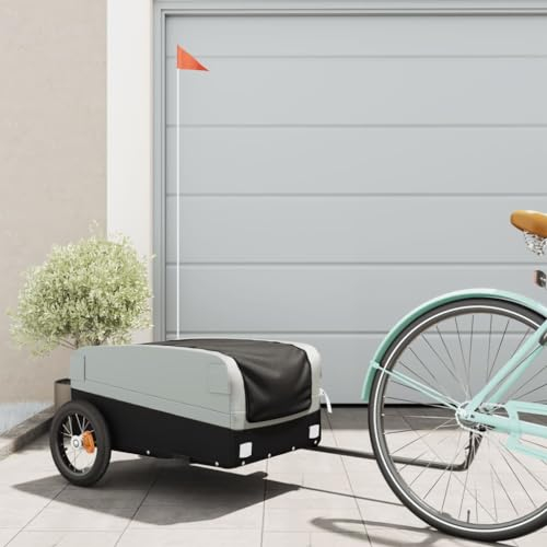 CIADAZ Lastenanhänger für Fahrrad Schwarz und Grau 30 kg Eisen, Fahrradanhänger, Lastenanhänger Fahrrad, Anhänger Fahrrad, Lastenanhänger Für Transport - 94035