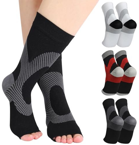 taonganui 3 Paar Kompressionssocken Damen Herren Kompressionsfußmanschetten, Knöchelkompressionssocken, Fußgelenk Orthopädische Kompressionssocken zum Plantarfasziitis