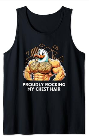 Herren Bodybuilding Lustige Muskelente, die stolz meine Brusthaare schaukelt Tank Top