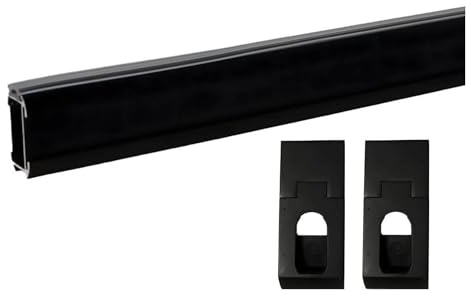 Gedotec Kleiderstange Schrank 200cm oval aus Aluminium | 1 Set Kleiderstange Wandmontage Schwarz | DESIGN EDGE | Schrankstange 30 x 18 mm | mit 2x Halterung und Schrauben | Schrankrohr 2000mm