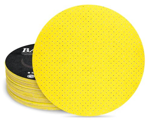 BAOSTC 150 Grit 9-Inch Perforated Hook-and-Loop Drywall Sanding Discs, Durable Aluminum Oxide Sanding Pads for Drywall Sanders – Improved Dust Extraction & Long-Lasting Performance (10-Pack)