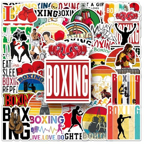Boxsport Aufkleber Boxing Stickers 50 Stück Skateboard Graffiti Aufkleber Motorräder Fahrrad Snowboard Gepäck Laptop Auto Koffer für Kinder und Jugendliche Wasserdichte Vinyl Aufkleber