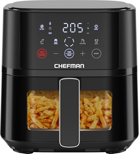 Friggitrice ad Aria Chefman– Friggitrice ad Aria Compatta da 3.75L per Pasti Rapidi e Facili, Include la Tecnologia ad Alta Frittura per una Croccantezza Aggiuntiva