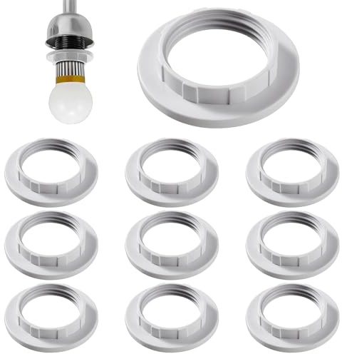 Lyeteung 10 Piezas Anillo de Tornillo E14 Pantalla, Convertidor de Anillo de Pantalla, Convertidores de Plástico para Pantalla de Lámpara, para Lámpara de Mesa, Blanco