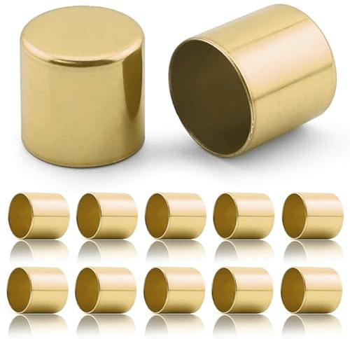 Ganzoo Endkappen aus Metall 10er Set, Abschlusskappen zum Einkleben, gold matt, passend für 8 mm PPM-Seil und 10 mm Kordeln, Innen-Ø 9,8 mm, Außen-Ø 10,1 mm, Höhe 9,8 mm, Schutz vor Abnutzung, offen