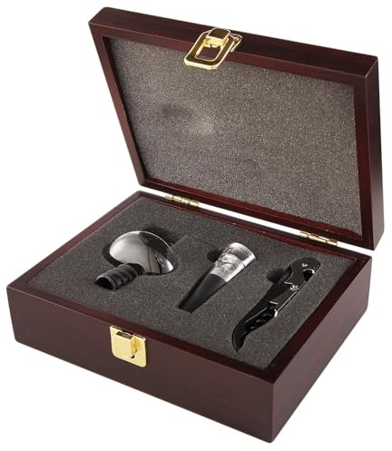 Wine Aerator Box Set – Hand Blown Glass Aeration Decanter Pourer with Corkscrew & Bottle Stopper in Wooden Case, Birthday Christmas New Year Party Wine Lover Gift Present
