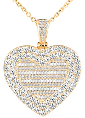 CPSLOVE Damen Mädchen Herz Fotos Halskettes Medaillons 925 Silber Ketten Kreative Herz Zirkon Öffnen Anhänger Personalisierte Photo Openable Anhänger Fashion Schmuck Gold