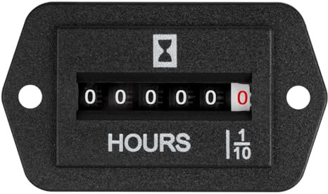 Yooreal DC 6-80V Jauge de compteur d’heure mécanique, pas de compteur d’heure de batterie, étanche pour moteur diesel tracteur générateur RV tondeuse à gazon souffleur à neige (DC 6-80V)