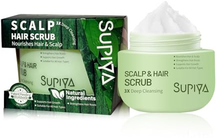 SUPIYA Exfoliating Scrub for Deep Cleanse - Natural Scalp Scrub Shampoo for Men & Women, Gently Exfoliation & Hydration, Making Hair Thicker and Stronger, 8.8oz