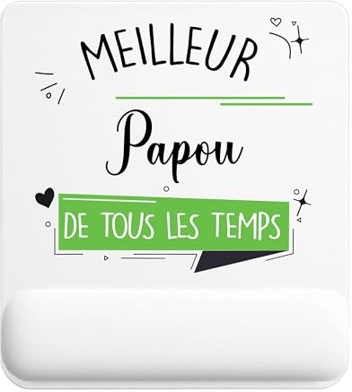 Planetee Tapis de Souris Meilleur Papou de Tous Les Temps | Accessoire Bureau Ergonomique - Idéal pour Anniversaire, Collègue, Secret Santa Noël, Fête des Pères et Fête des Mères