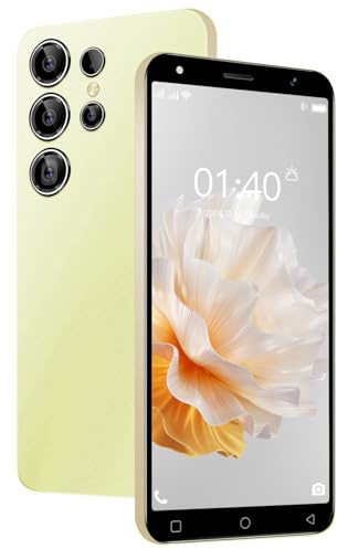 LatsYrs Billiges 4G Smartphone, 5,0 Zoll HD-Display, 16GB ROM (erweiterbar auf 128GB), Dual SIM Dual Camera, Android 10.0, WiFi/Bluetooth/GPS/Face ID Handy (Yellow)