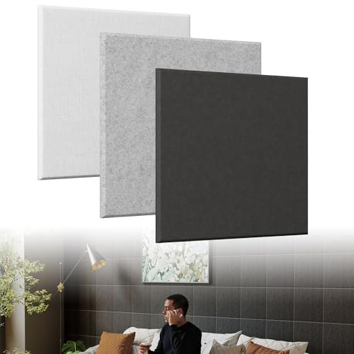ACXIN 3D Akustikpaneele 12 Stück 30x30cm Selbstklebend auf Akustikfilz, Schallschutz Wandpaneel, Hochdichte Schallabsorber Ideal für Wohnzimmer, Büro, Studio (Quadratform, Weiß)