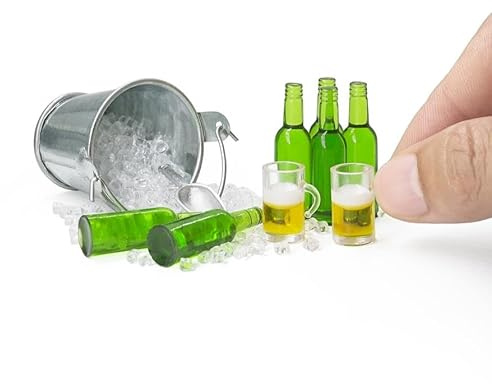 Odoria Miniatura Tazza di Birra Bevanda: 1/12 Scala Casa delle Bambole Alcol Ghiaccio Coppa per Bar Festa - Mini Liquore Bottiglie di Birra Cucina Realistico Modello DIY
