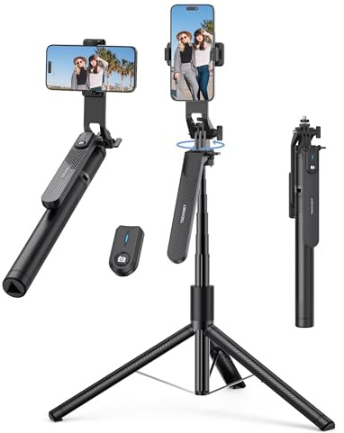 TECKNET 71 Phone Tripod & Selfie Stick, Portable Extendable Cell Phone Tripod Stand with Wireless Remote and Phone Holder, with Wireless Remote Control for iPhone/Samsung/Android/Camera