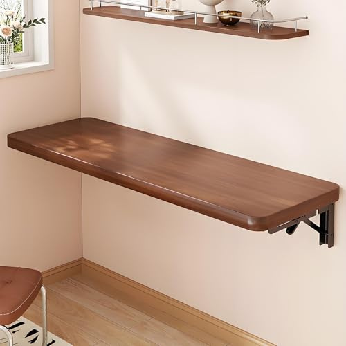 Wandklapptisch Küche, Schwebender Schreibtisch mit Eisenhalterungen, Platzsparender Esstisch Faltbarer Schwebender Werkbank Laptoptisch Wandtisch(90x30cm/35x12in)