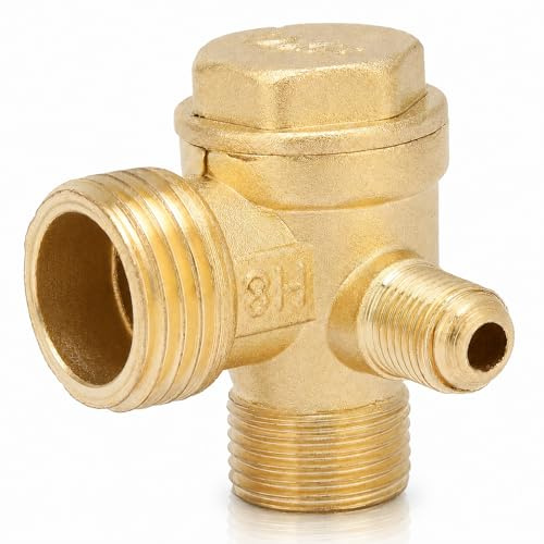 Uadme Backventil kompressor, 3-vägs gänga säkerhetsventil kompressorer, 90° hane, gängade reservdelar för rörmontering, 20 x 16 x 10 mm