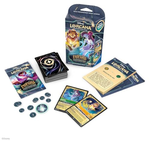 Ravensburger - Disney Lorcana TCG - Baraja prediseñada para 1 Jugador - Brilla en Las Profundidades - Simba y Megara - Caja de baraja Disney Lorcana - A Partir de 8 años - Versión en francés